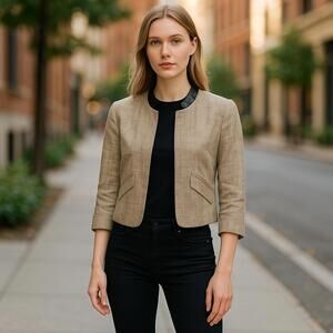 Smythe - Chic Beige Linen Blend Cropped Jacket